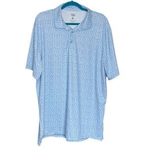 1764 Golf Polo Shirt Men's XL Blue Motorcycle All Over Print Performance Stretch